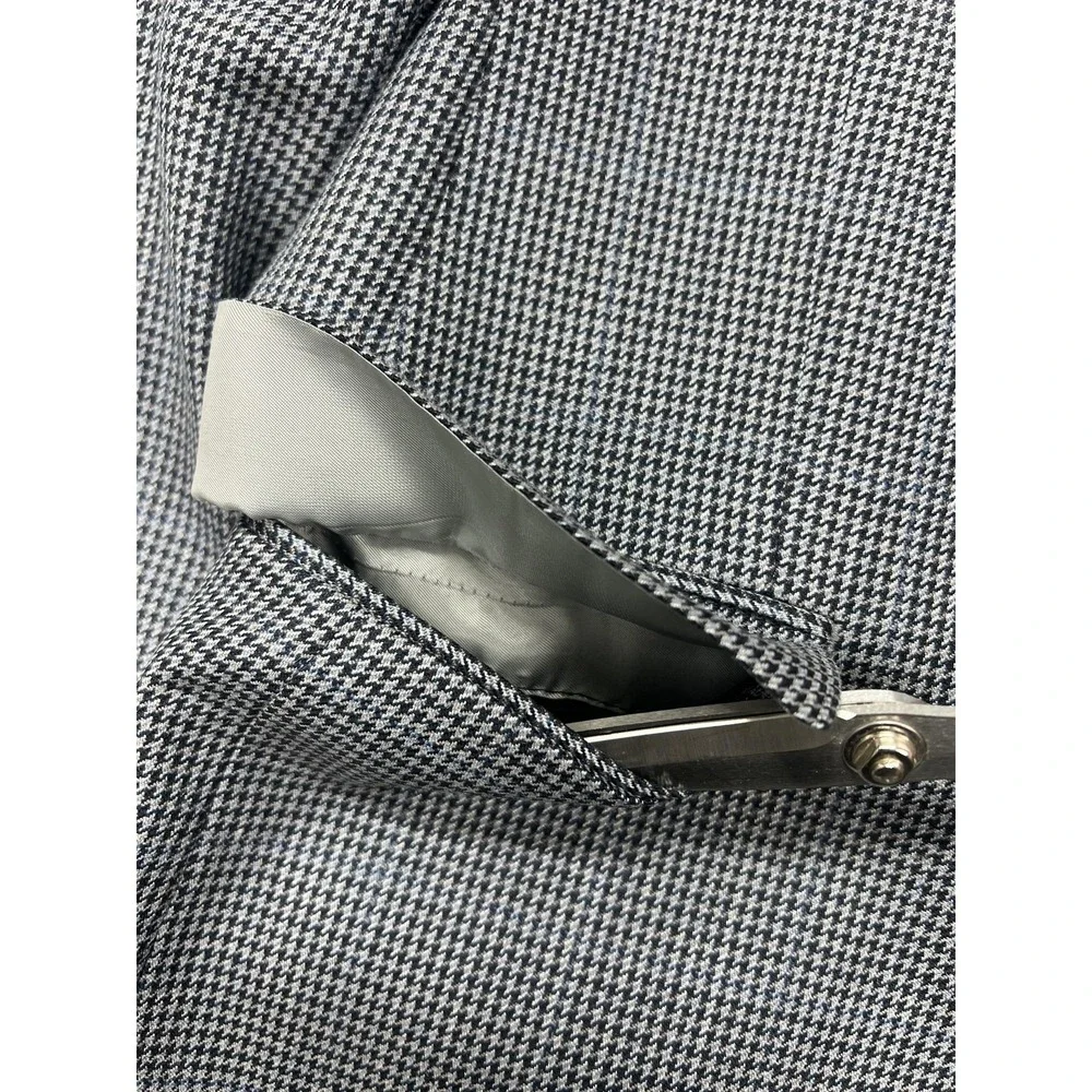 Ralph Ralph Lauren Sport Coat Mens 36R Gray Silk Wool Houndstooth Tweed Blazer